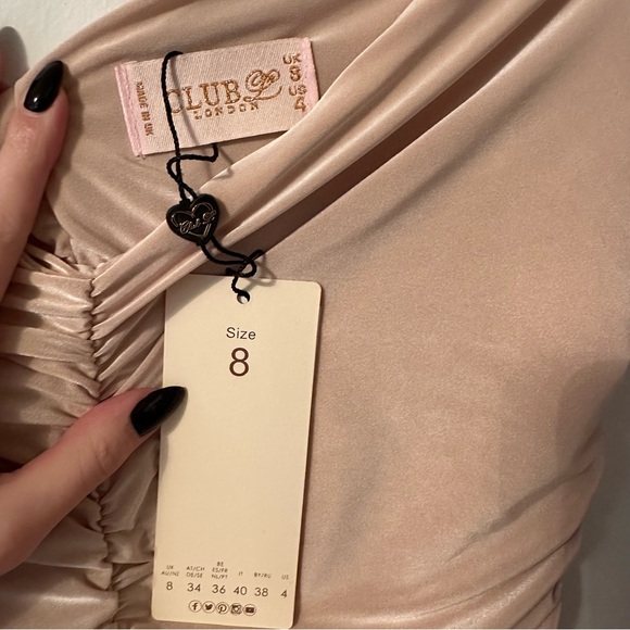 BNWT Club L London Ruched Midi Dress - blush - US 4 - Picture 5 of 5